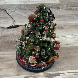 Comical Cats Christmas Tree Light Up Figurine Holiday Decor 13.5”